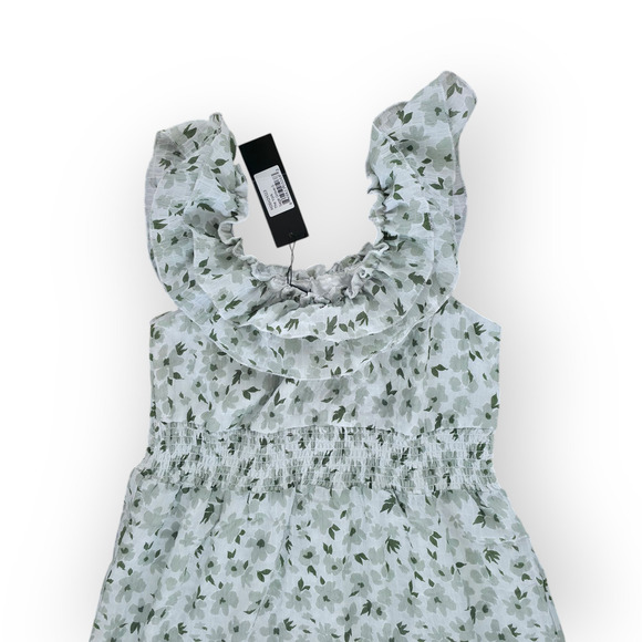 Mikarose The York Maxi Dress White/Green Floral Flutter Sleeve Dress Women Sz S - Picture 9 of 16